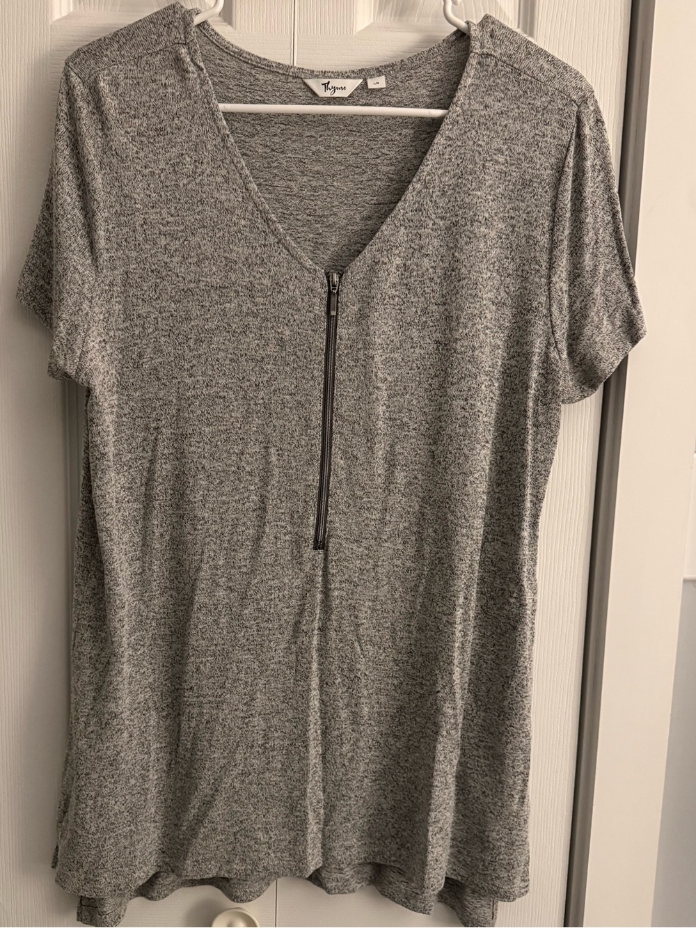 Thyme maternity/nursing- Grey Zip-Front V-Neck Women's Top